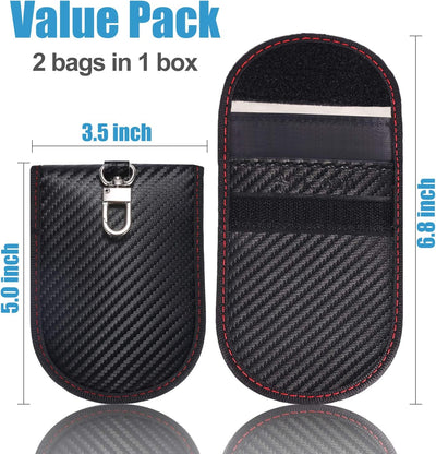 2PK Faraday Bag for Key Fob, 3.5''X5.0'' Faraday Cage Protector, Car RFID Signal Blocking, Anti-Theft Pouch Anti-Hacking Case Blocker (Carbon Fiber)